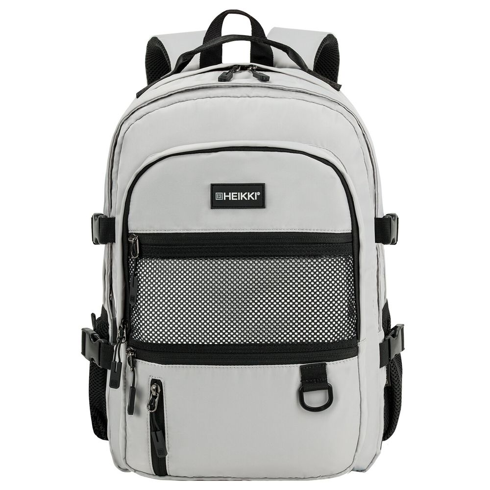 Рюкзак HEIKKI TRILL (ХЕЙКИ) универсальный, 3 отделения, серый с черными вставками, 43х31х14 см
