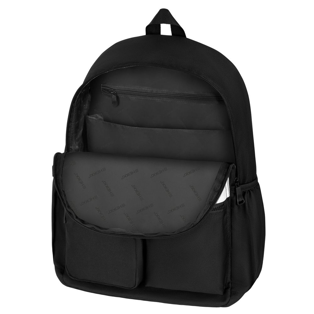 Рюкзак HEIKKI UNIQUE (ХЕЙКИ) универсальный, 6 карманов, черный с белыми вставками, 42х29х16 см