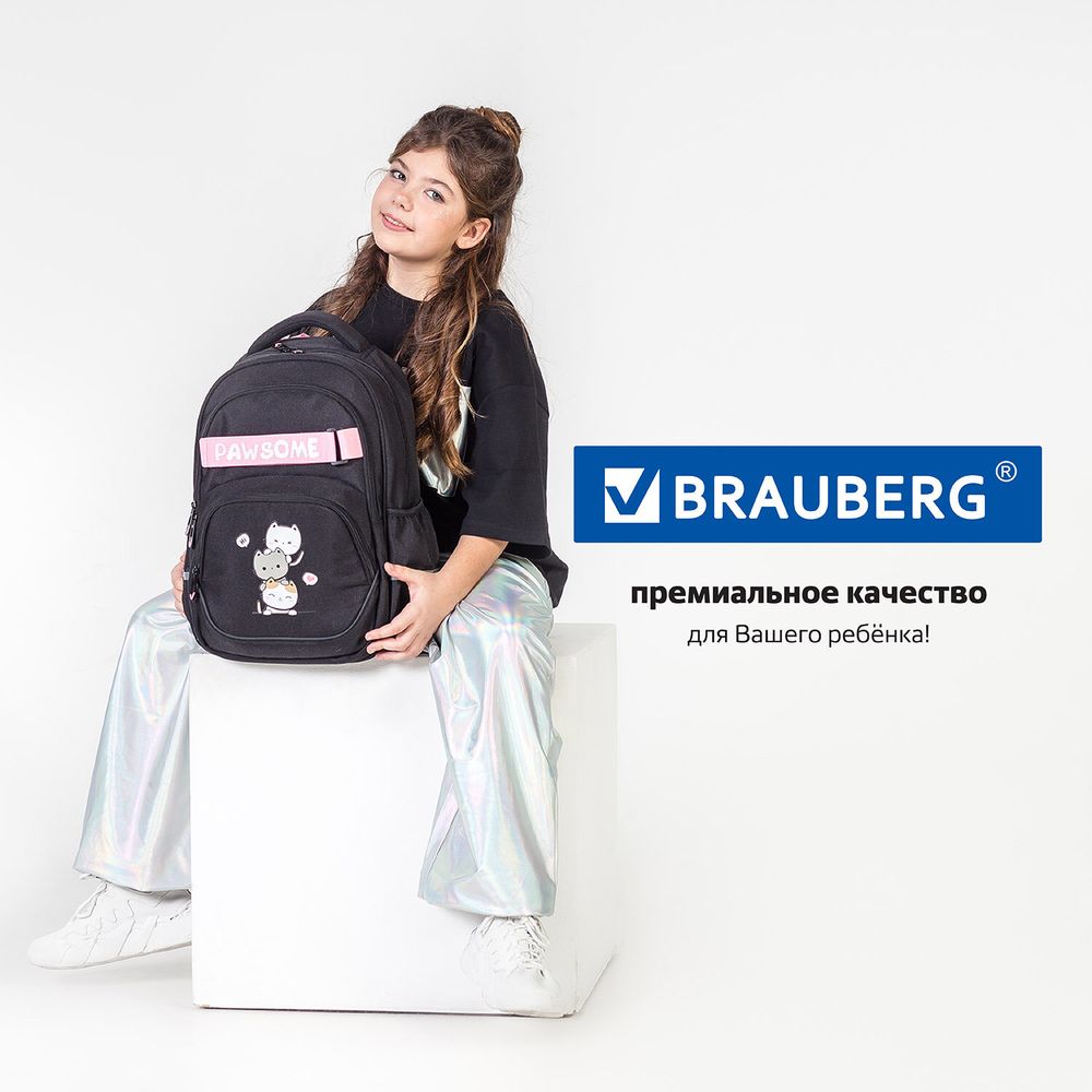 Рюкзак BRAUBERG MOTION, 2 отделения, 3 кармана, "Cat tower", 41х28х17 см