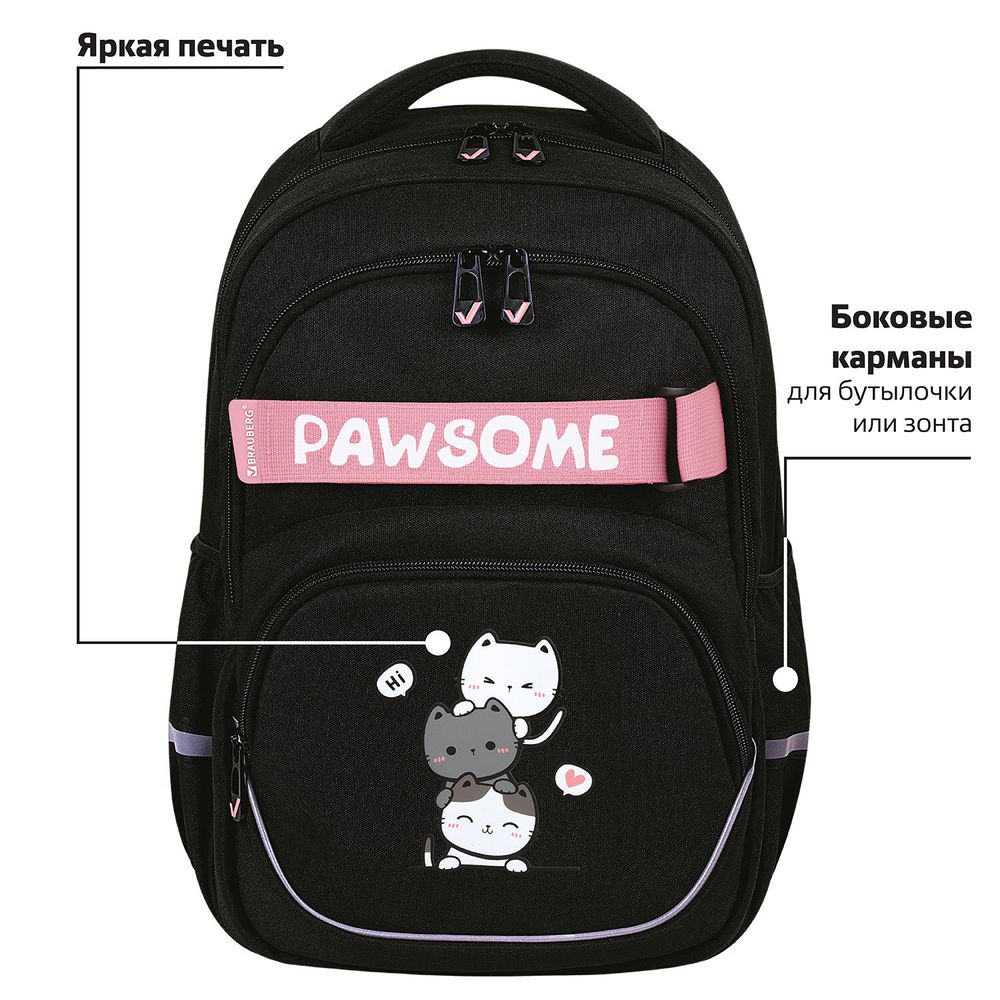 Рюкзак BRAUBERG MOTION, 2 отделения, 3 кармана, "Cat tower", 41х28х17 см