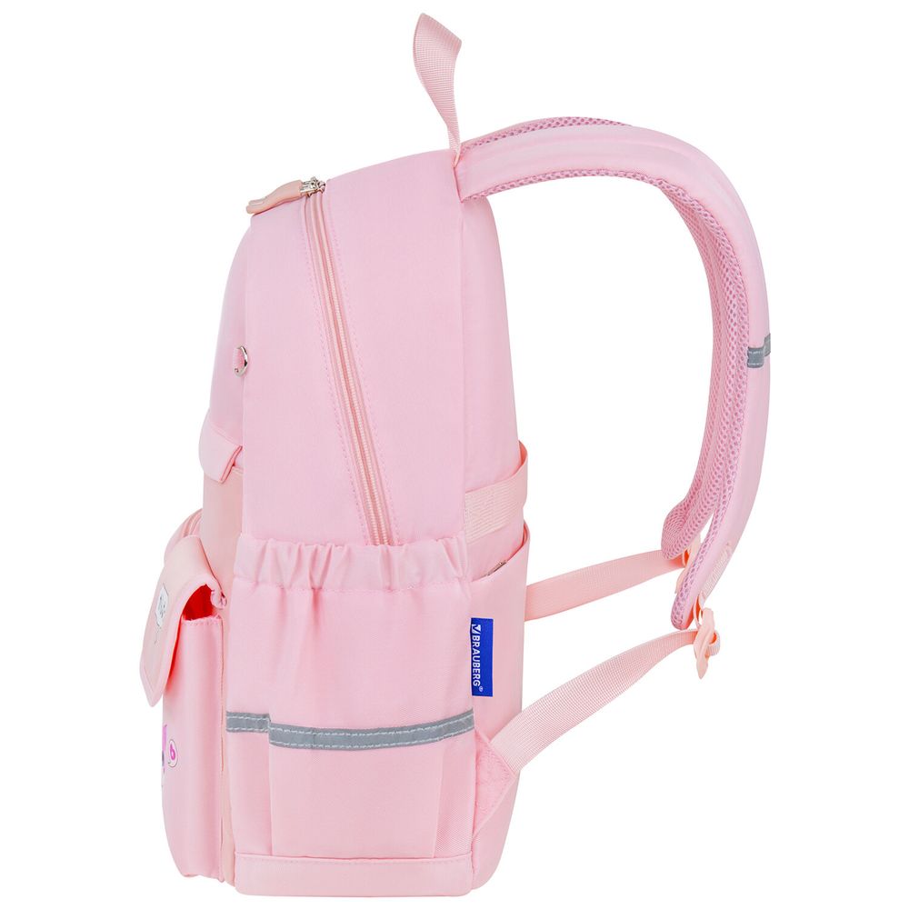 Рюкзак BRAUBERG PASTEL с термонашивками в комплекте, "Anime kitten", персиковый, 40х29х14 см