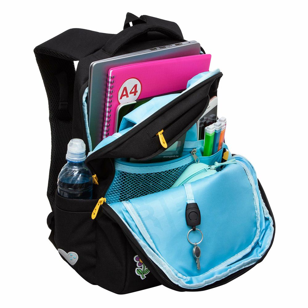 Рюкзак GRIZZLY школьный, анатомическая спинка, 2 отделения, для девочек, EMOJI, 39х26х17 см, RG-466-2/1