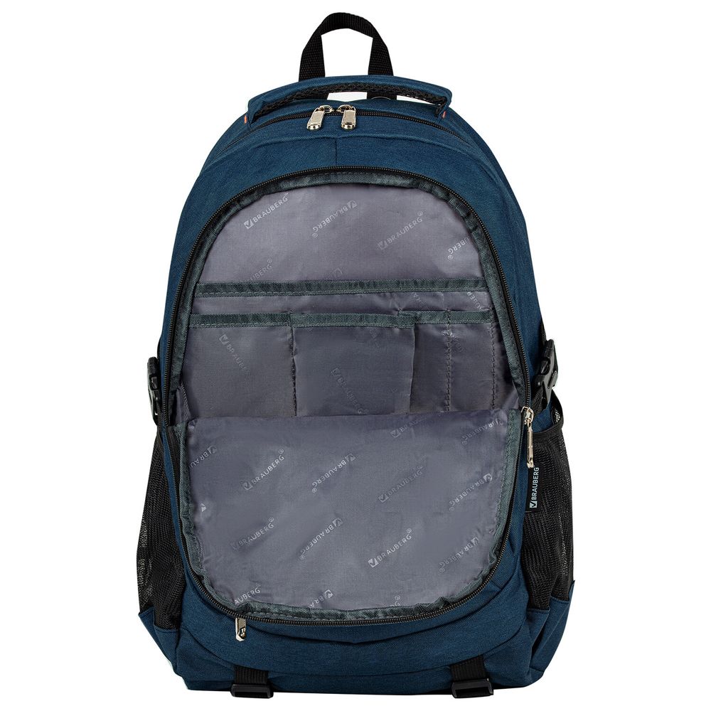 Рюкзак BRAUBERG DELTA универсальный, 2 отделения, с отделением для ноутбука, "Mercury", синий, 49х34х15 см