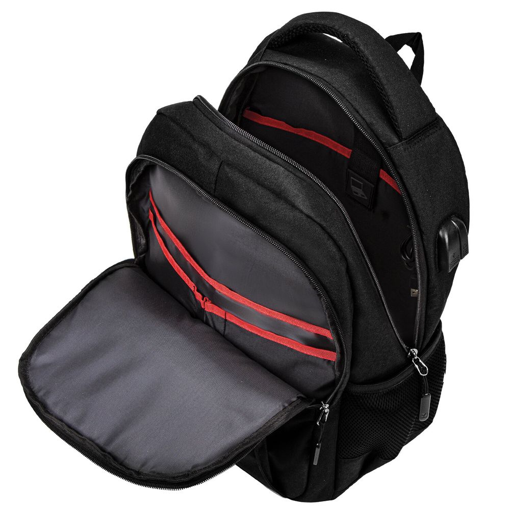 Рюкзак BRAUBERG URBAN универсальный с отделением для ноутбука, USB-порт, "Kinetic", черный, 46х31х18 см