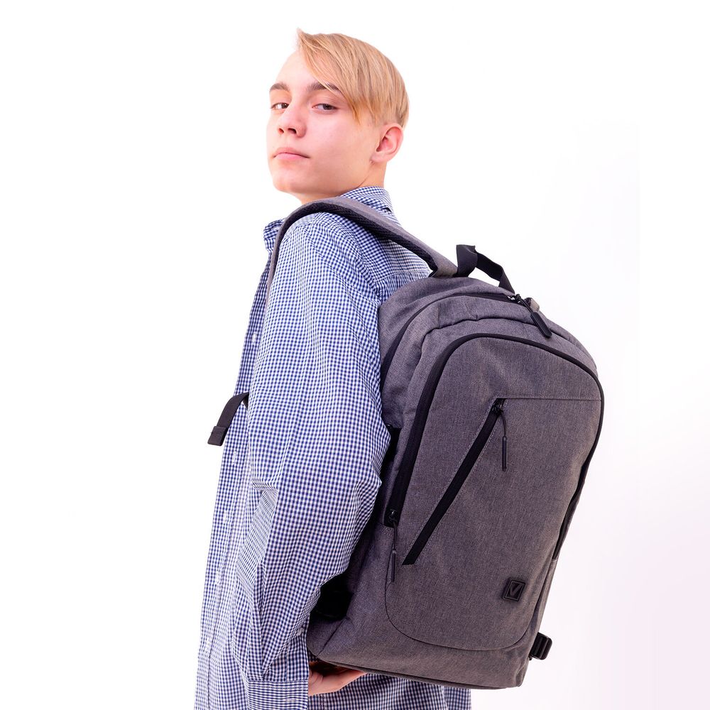 Рюкзак BRAUBERG URBAN универсальный, с отделением для ноутбука, USB-порт, "Charge", серый, 46х31х15 см