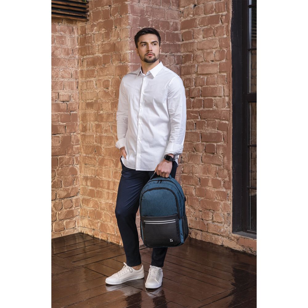 Рюкзак BRAUBERG URBAN универсальный, с отделением для ноутбука, USB-порт, "Denver", синий, 46х30х16 см