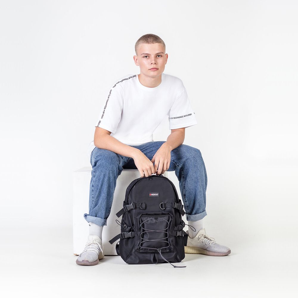Рюкзак HEIKKI CHALLENGE (ХЕЙКИ) универсальный, карман для ноутбука, Flex, черный, 45х32х17 см