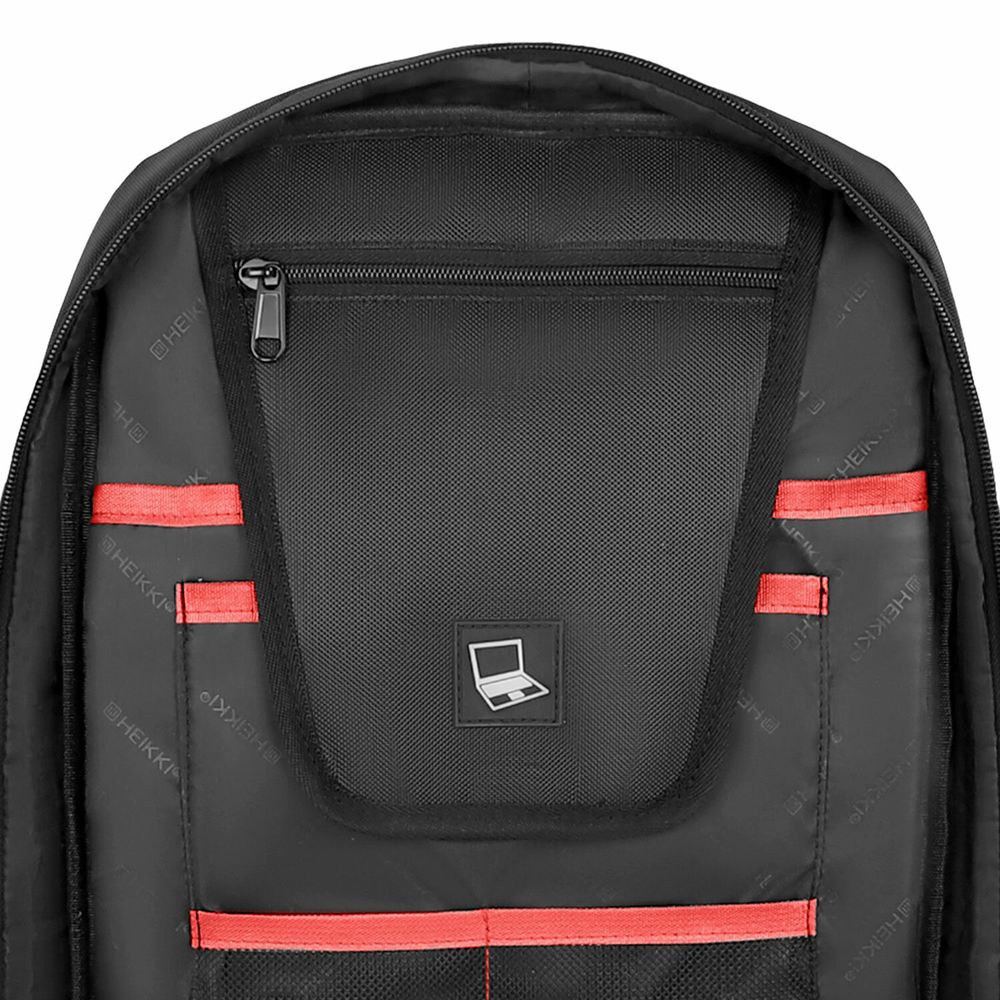 Рюкзак HEIKKI HIGH TECH (ХЕЙКИ) с отделением для ноутбука, USB-порт, черный, 46x30x10 см