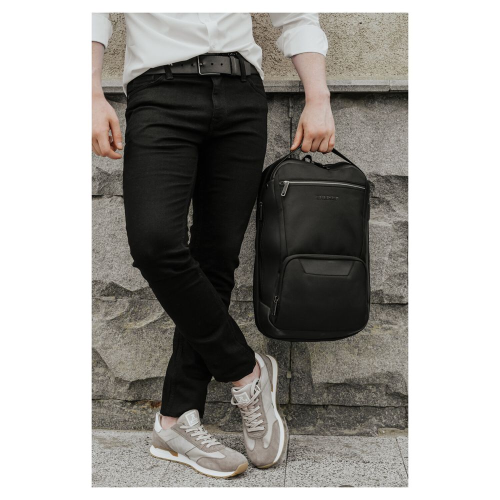 Рюкзак HEIKKI HIGH TECH (ХЕЙКИ) с отделением для ноутбука, USB-порт, черный, 46x30x10 см