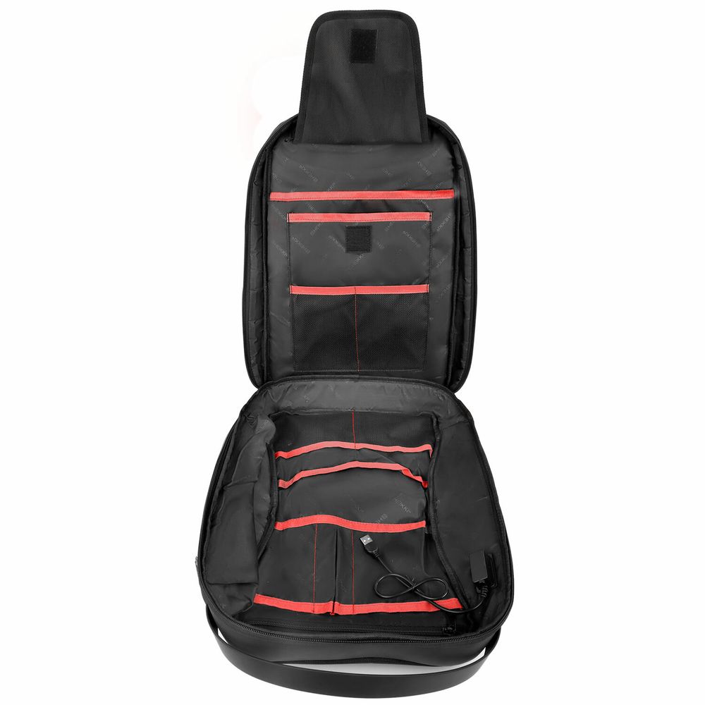 Рюкзак HEIKKI HIGH TECH (ХЕЙКИ) с отделением для ноутбука, USB-порт, черный, 46x30x10 см