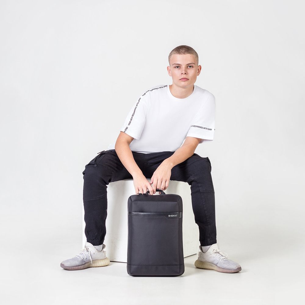 Рюкзак HEIKKI HIGH TECH (ХЕЙКИ) с отделением для ноутбука, черный, 43x28x12 см