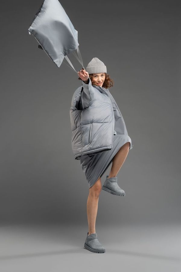 Шопер B3 серый с серыми ручками