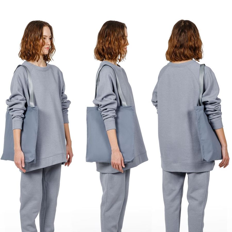 Шопер B4 серый с серыми ручками