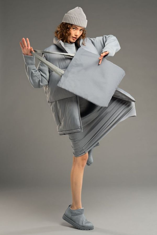 Шопер B5 серый с серыми ручками