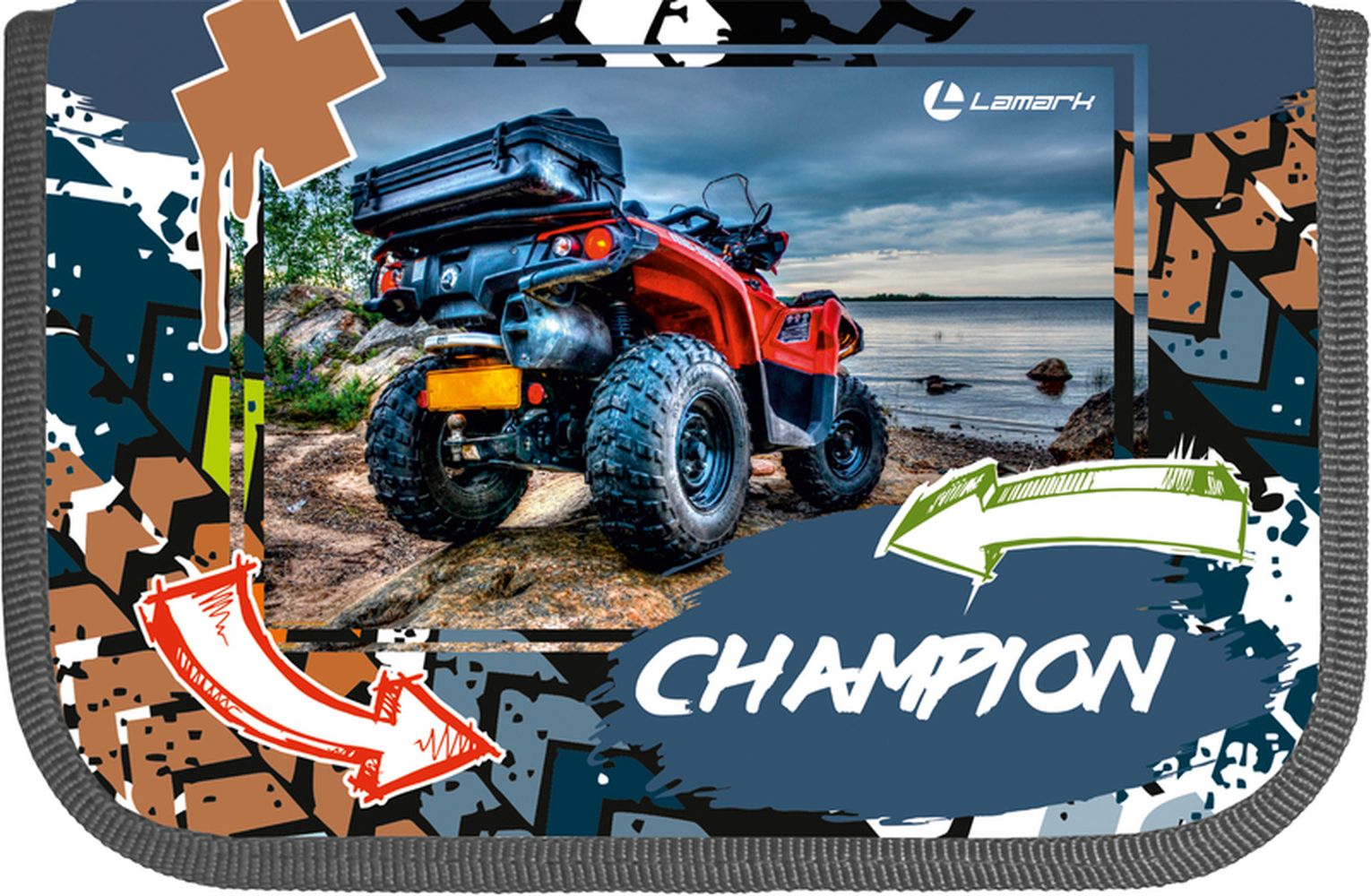 Пенал Lamark SMART POCKET "Champion", 1 отделение, на 14 предметов, 130х200х20 мм, откидной карман для смартфона внутри