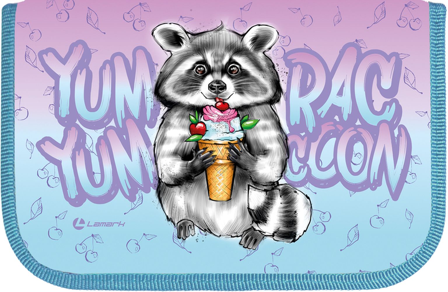 Пенал Lamark SMART Content "Сластена Енот", 1 отд., на 36 предм., 140х210х40 мм, с косметичкой и карманом для смартфона внутри