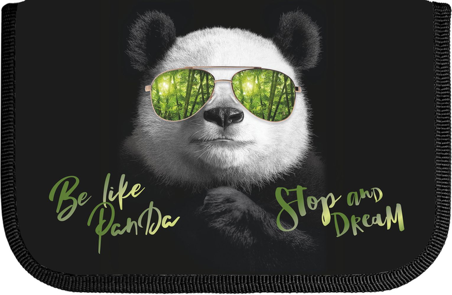 Пенал Lamark SMART Content "Panda" на одно отделение, 140х210х40 мм, печать по ткани Премиум, с косметичкой и карманом для смартфона внутри, на 36 предметов