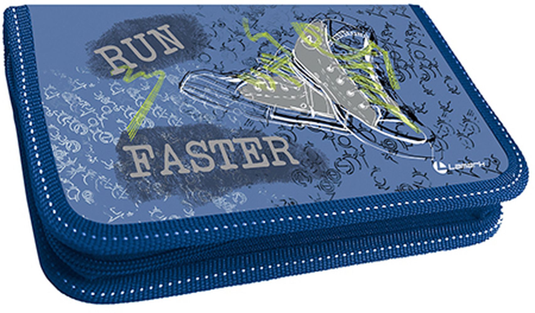 Пенал Lamark Run Faster, 1 отделение, на 17 предметов, 115х205х30 мм, на молнии, покрытие Soft touch