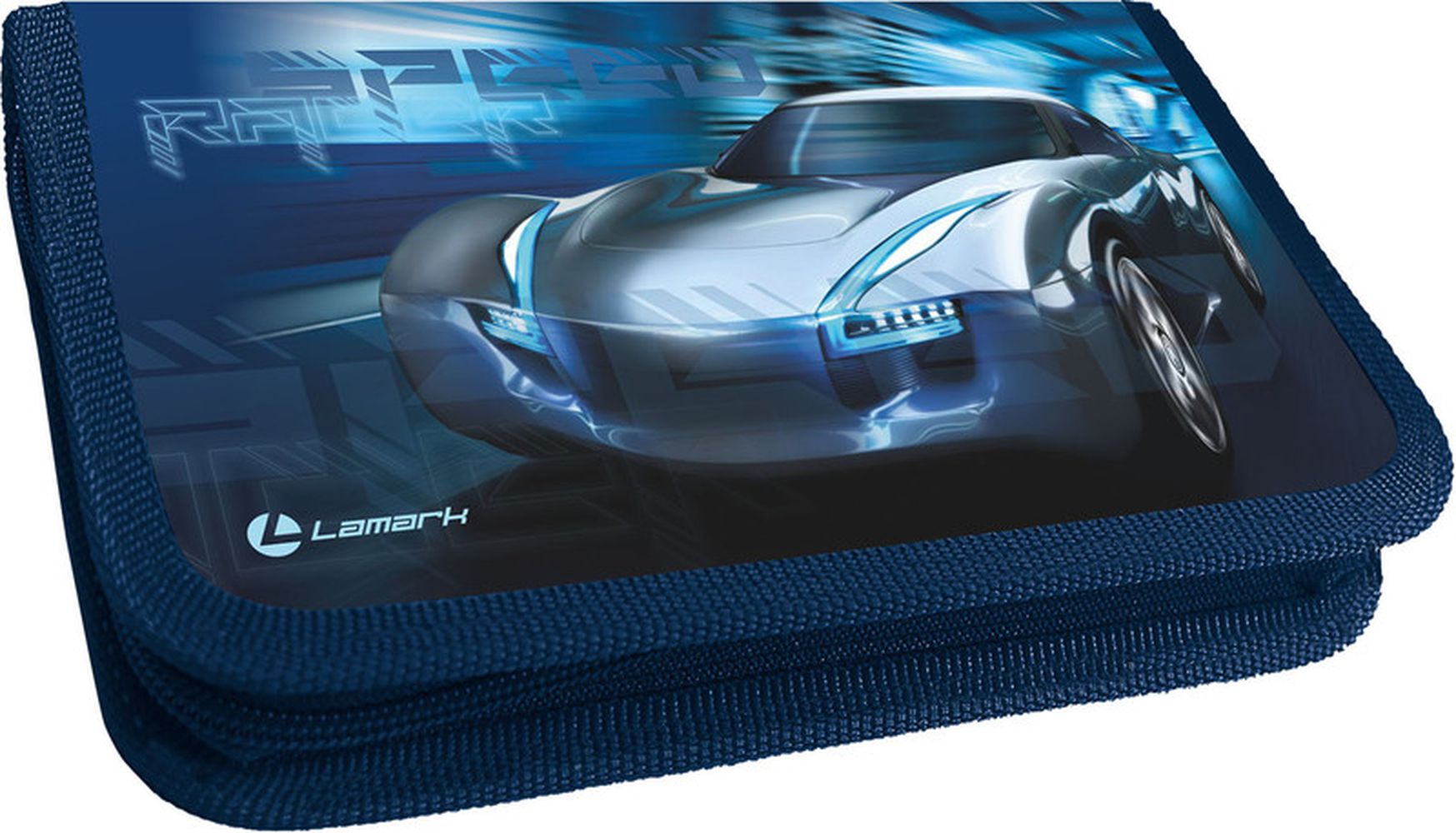 Пенал Lamark Speed Racer, 1 отделение, на 17 предметов, 115х205х30 мм, на молнии, покрытие Soft touch