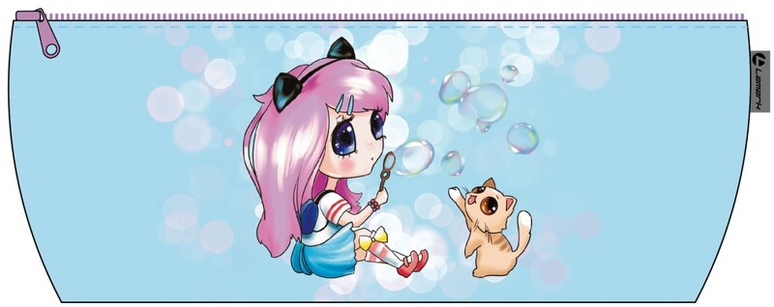 Пенал-косметичка Lamark "Мыльные пузыри" серии "Милашки-аниме", на молнии, 220х85х40 мм, на подкладе