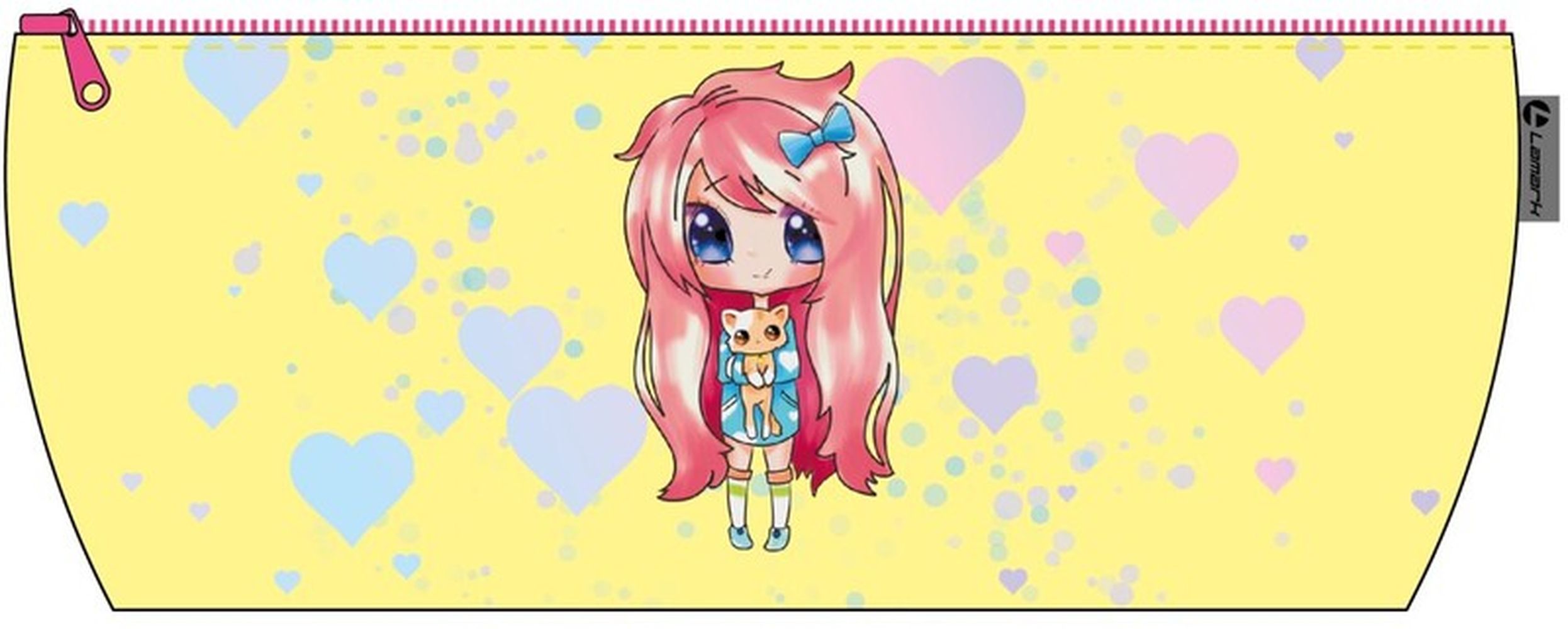 Пенал-косметичка Lamark "Нежность" серии "Милашки-аниме", на молнии, 220х85х40 мм, на подкладе