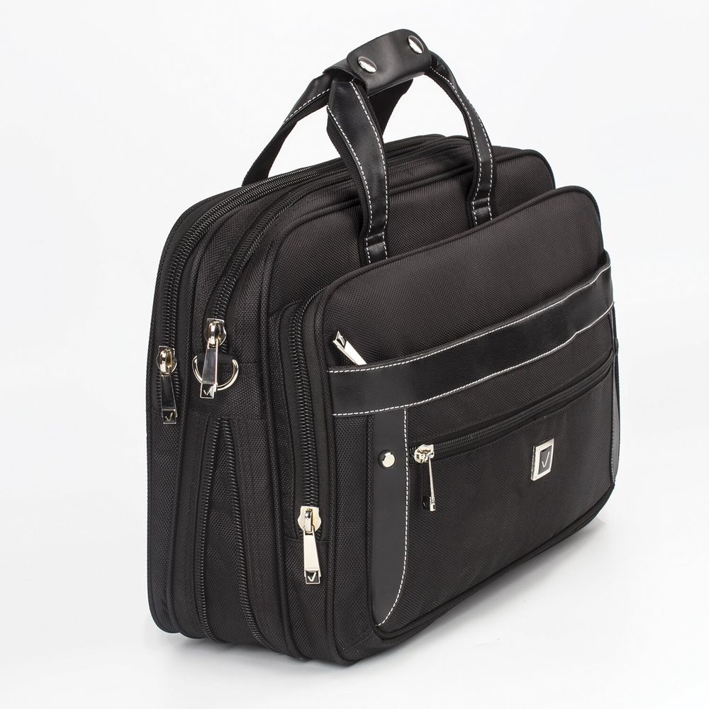 Сумка портфель BRAUBERG CARBON с отделением для ноутбука 15-16", 2 отделения, черная, 31х41х13 см