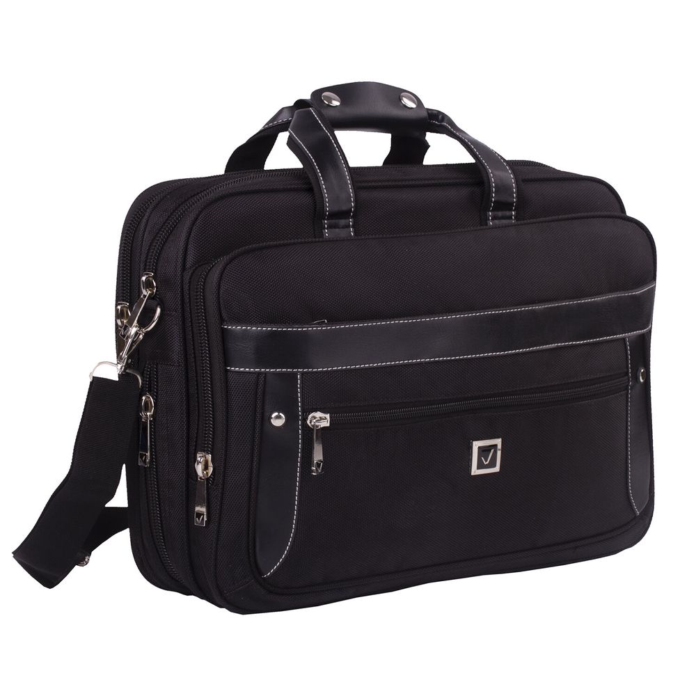 Сумка портфель BRAUBERG CARBON с отделением для ноутбука 15-16", 2 отделения, черная, 31х41х13 см