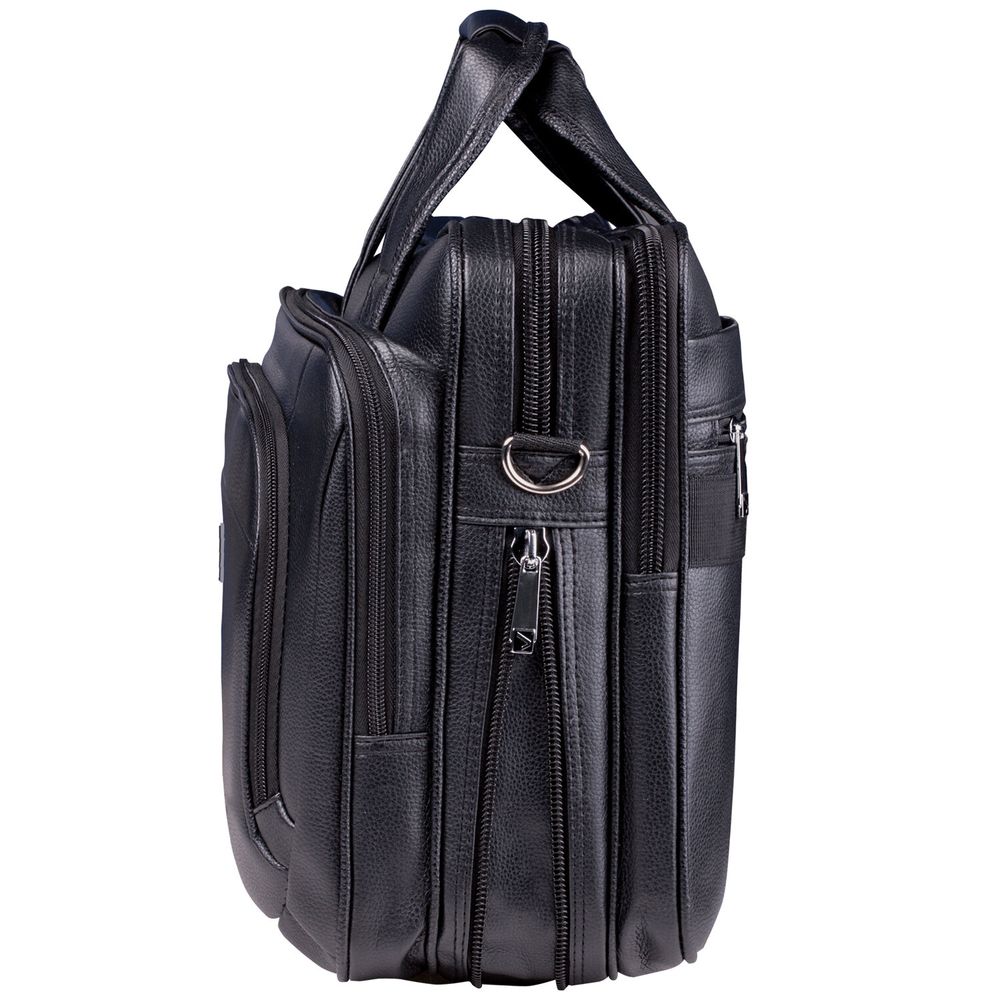 Сумка портфель BRAUBERG CARBON с отделением для ноутбука 15-16", 2 отделения, экокожа, черная, 32х41х12 см