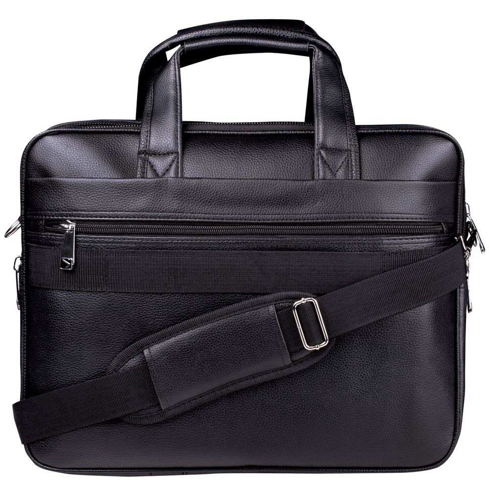 Сумка портфель BRAUBERG CARBON с отделением для ноутбука 15-16", 2 отделения, экокожа, черная, 32х41х12 см