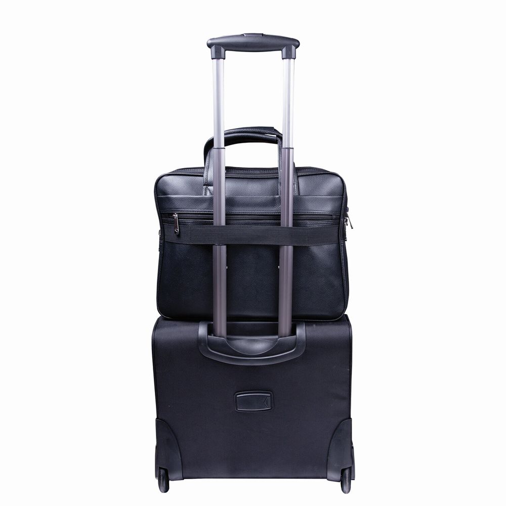 Сумка портфель BRAUBERG CARBON с отделением для ноутбука 15-16", 2 отделения, экокожа, черная, 32х41х12 см