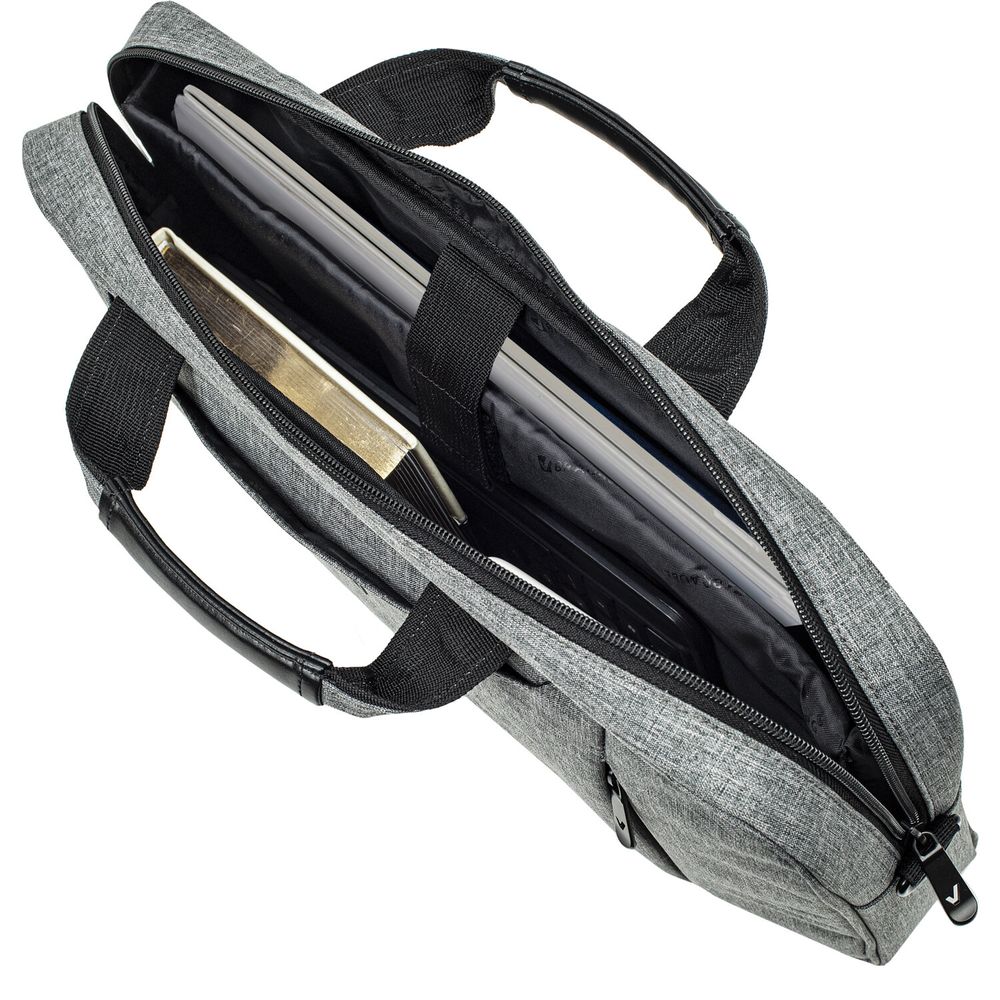 Сумка портфель BRAUBERG OFFICE с отделением для ноутбука 17,3", светло-серый меланж, 34х44х6 см