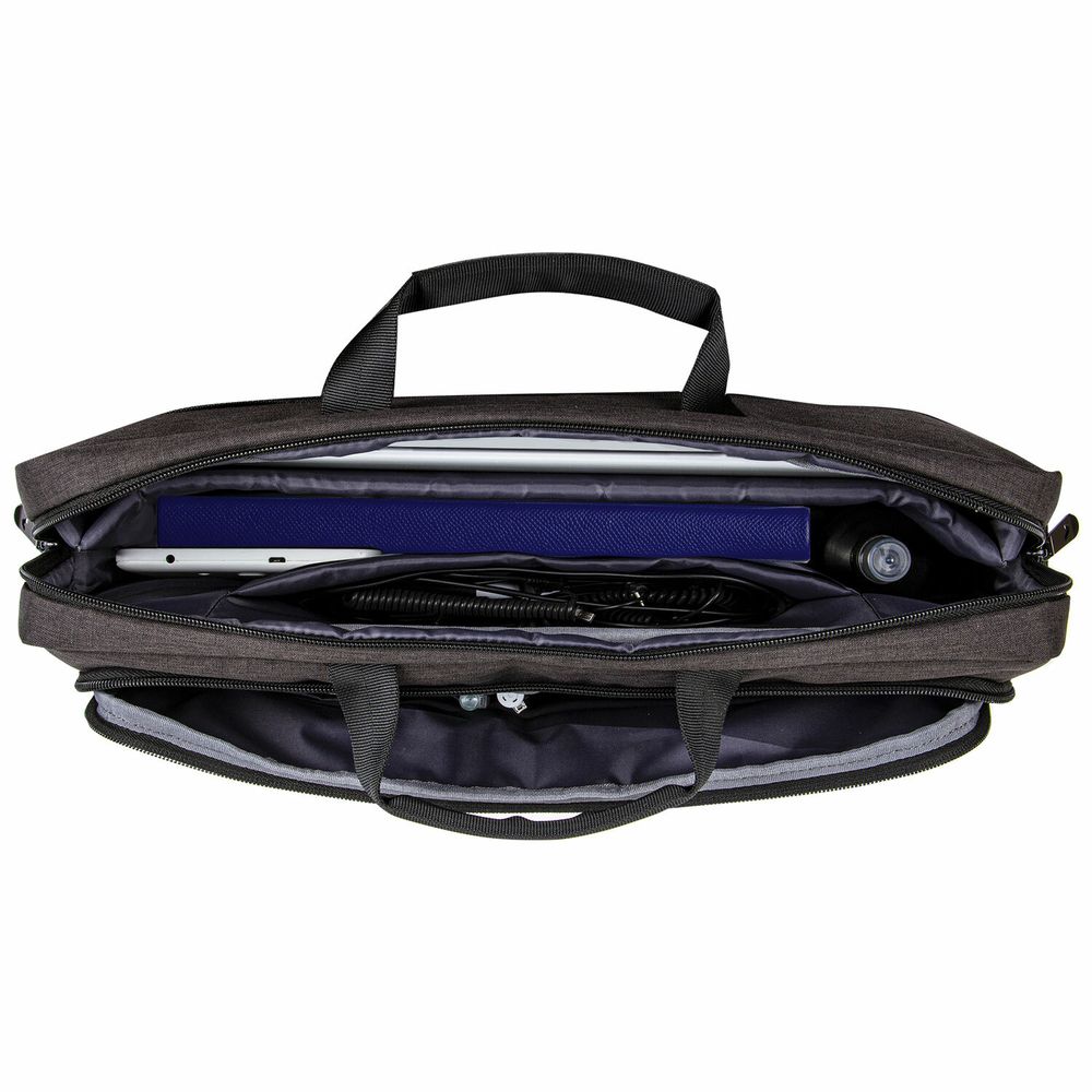 Сумка портфель BRAUBERG PRAGMATIC с отделением для ноутбука 15-16", "Vector", серо-черная, 30х42х8 см