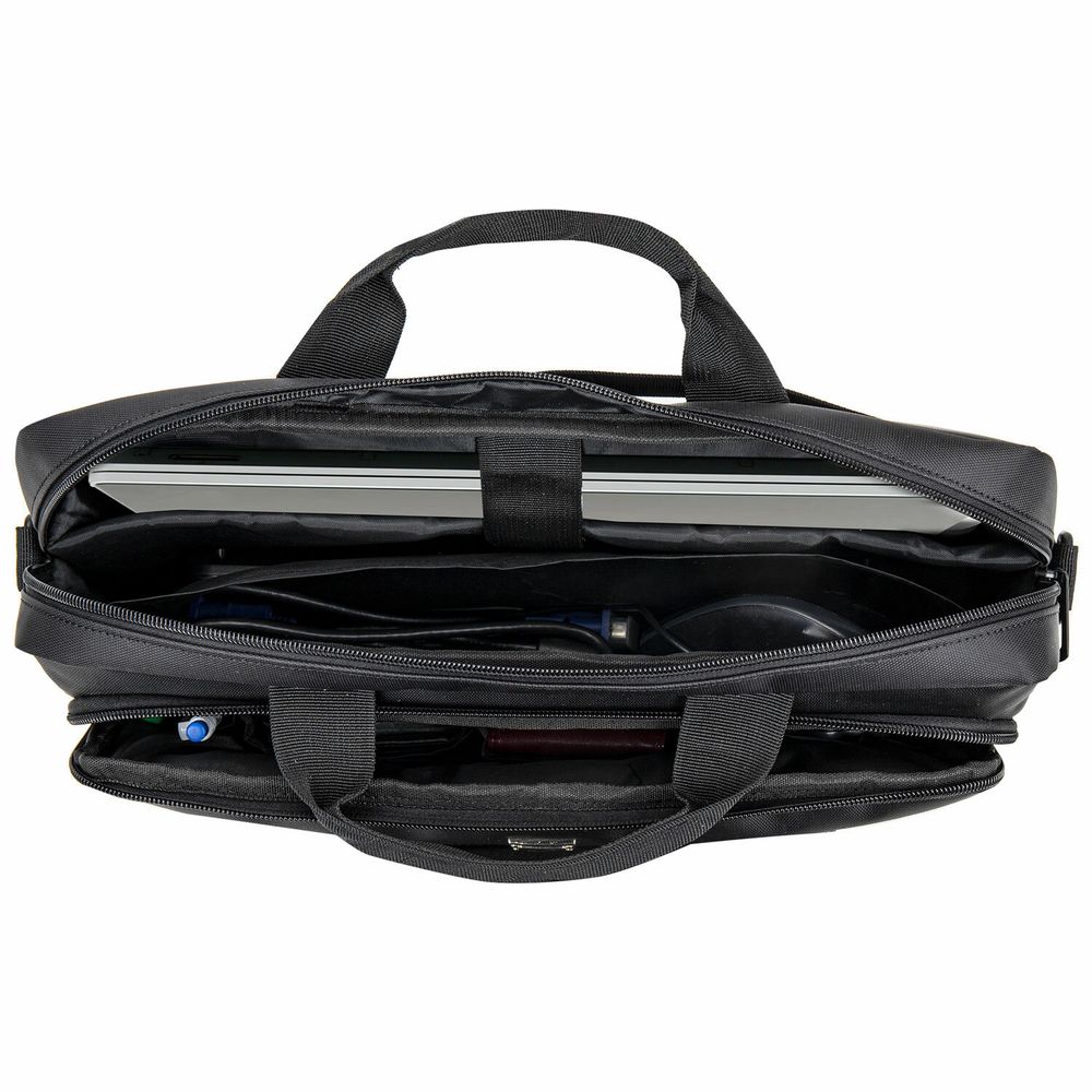Сумка портфель BRAUBERG PROTECT с отделением для ноутбука 15,6", 2 отделения, черная, 30х40х7 см