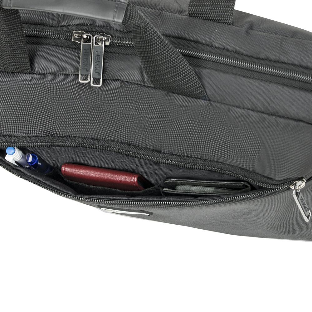 Сумка портфель HEIKKI TEMPO (ХЕЙКИ) с отделением для ноутбука 15,6", карман, Rush, черная, 30х40х4 см