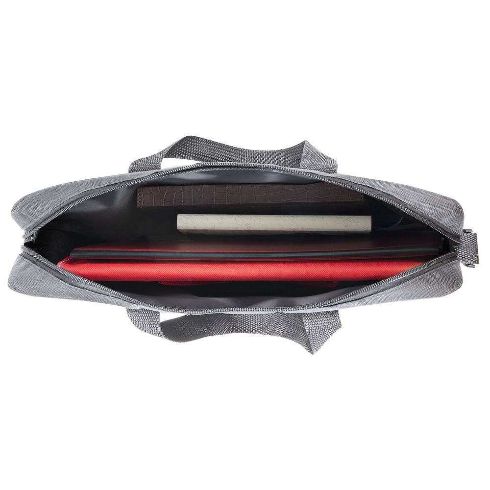 Сумка для документов STAFF MANAGER на молнии с карманом, полиэстер, серо-бирюзовая, 32х37х5 см