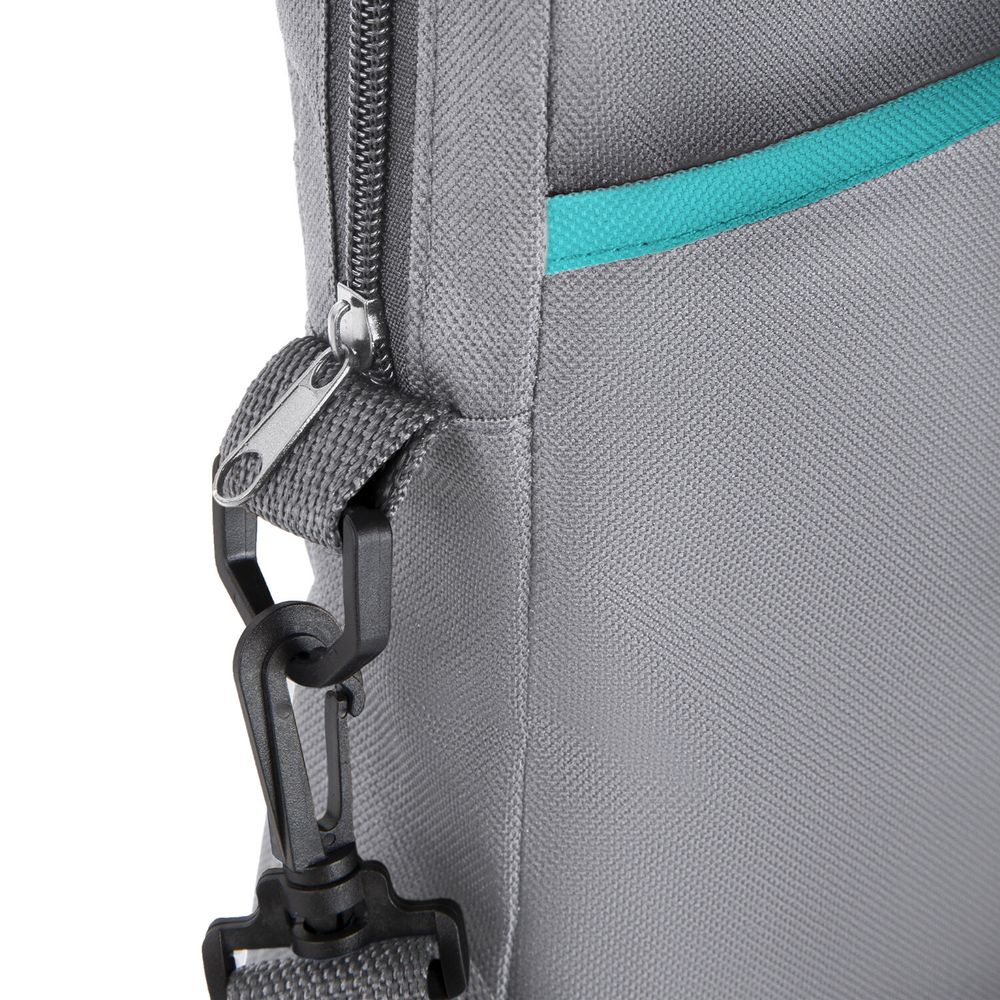 Сумка для документов STAFF MANAGER на молнии с карманом, полиэстер, серо-бирюзовая, 32х37х5 см