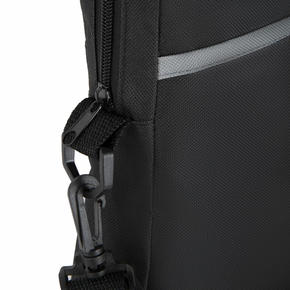 Сумка для документов STAFF MANAGER на молнии с карманом, полиэстер, черно-серый, 32х37х5 см