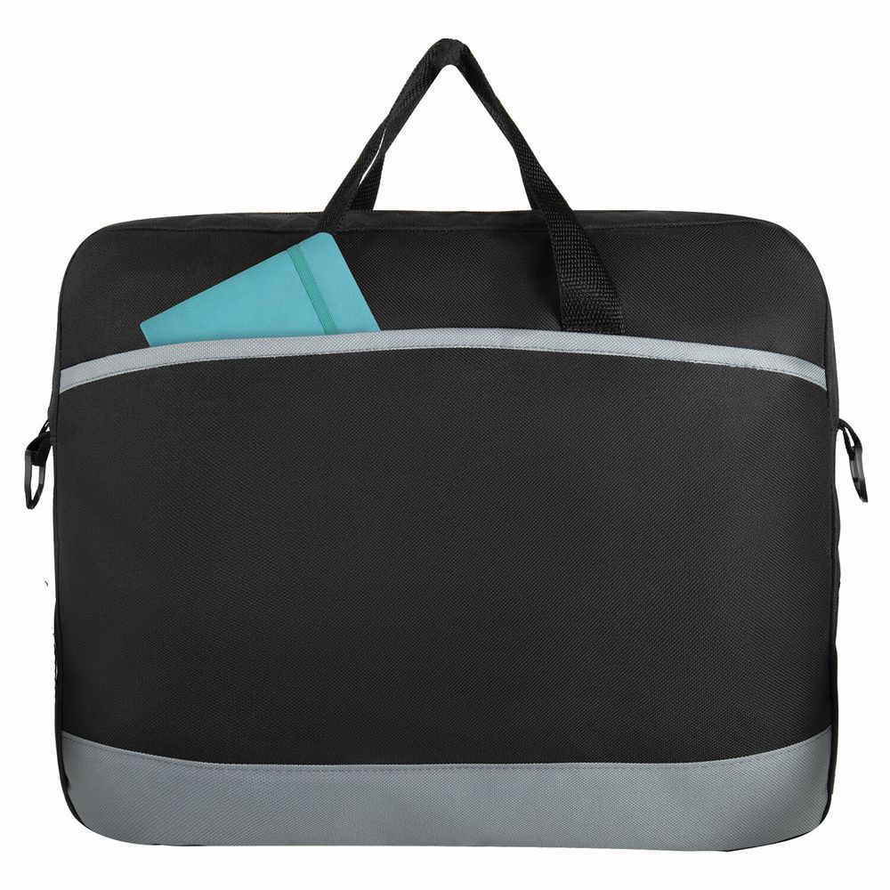 Сумка для документов STAFF MANAGER на молнии с карманом, полиэстер, черно-серый, 32х37х5 см