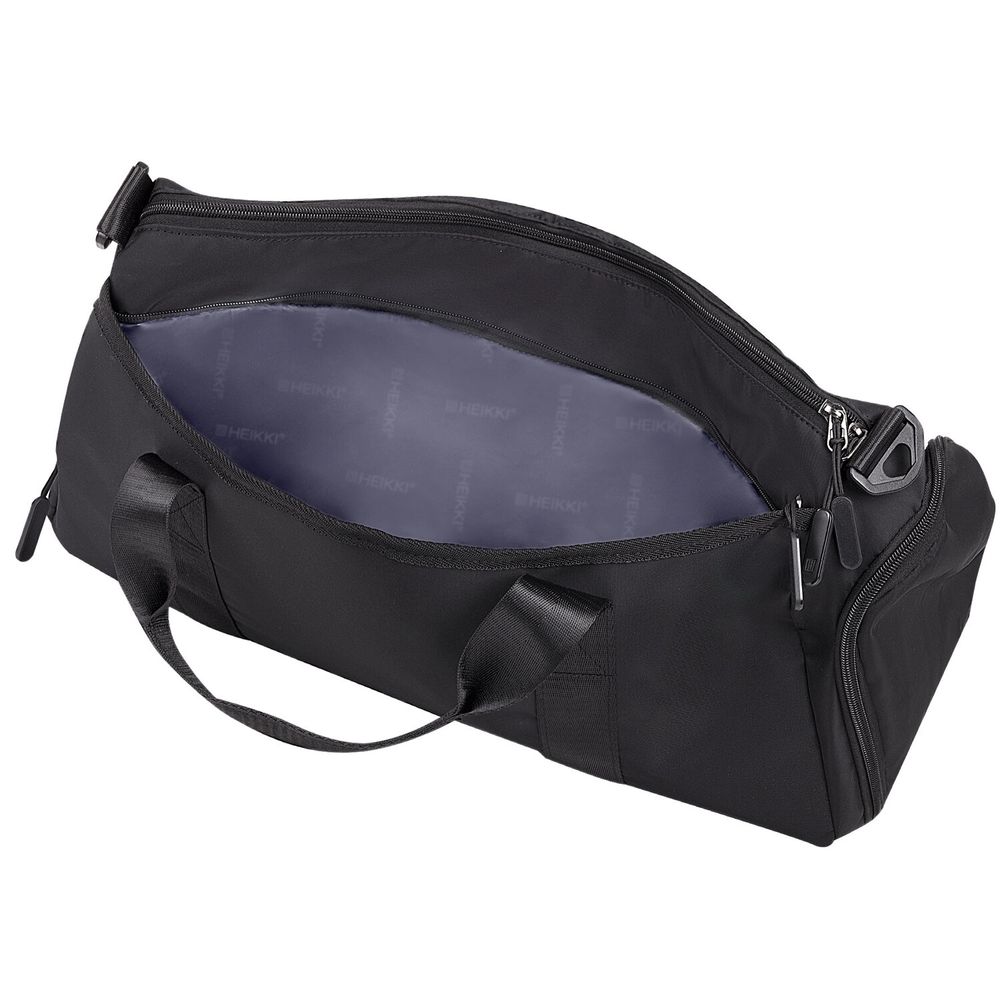 Сумка спортивная HEIKKI MOVE PLUS (ХЕЙКИ) с отделением для обуви и мокрых вещей, черная, 21x45x20 см