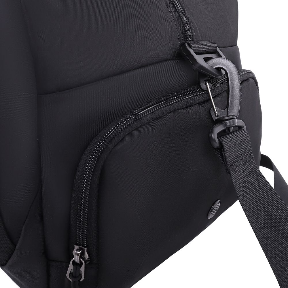 Сумка спортивная HEIKKI MOVE PLUS (ХЕЙКИ) с отделением для обуви, черная с серыми вставками, 26х51х27 см