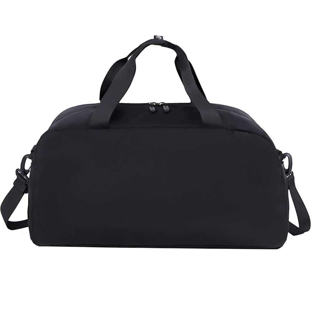 Сумка спортивная HEIKKI MOVE PLUS (ХЕЙКИ) с отделением для обуви, черная с серыми вставками, 26х51х27 см