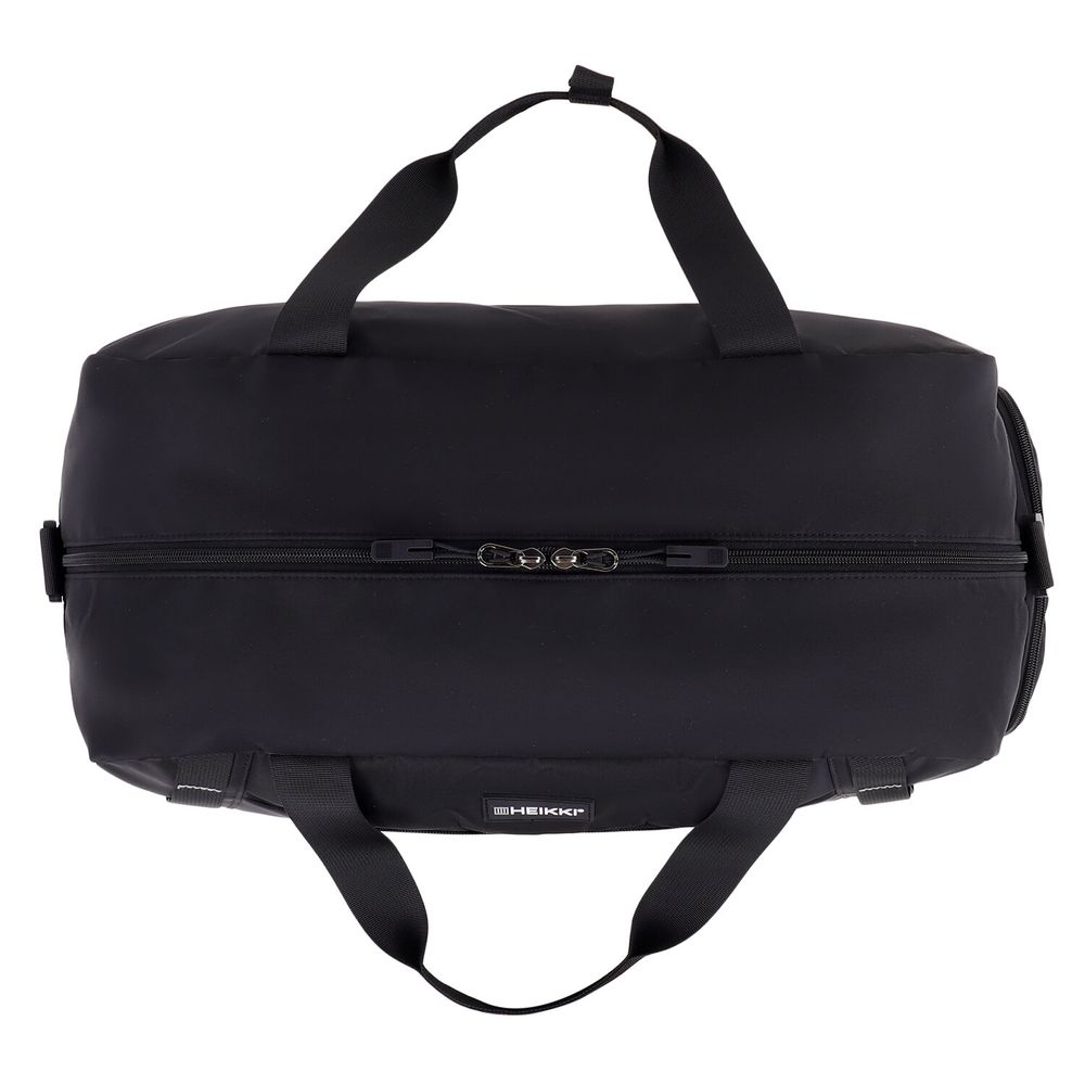 Сумка спортивная HEIKKI MOVE PLUS (ХЕЙКИ) с отделением для обуви, черная с серыми вставками, 26х51х27 см