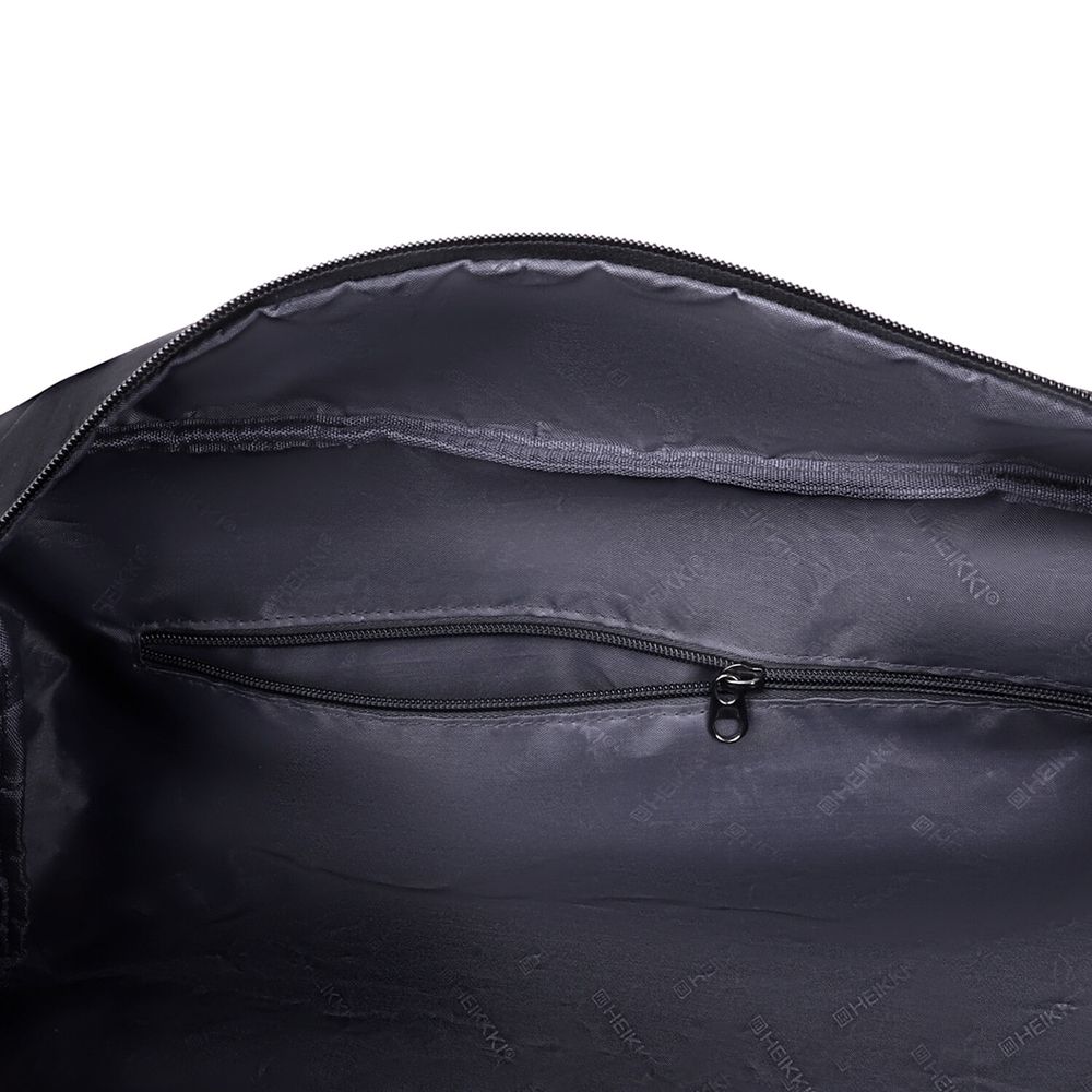 Сумка спортивная HEIKKI MOVE PLUS (ХЕЙКИ) с отделением для обуви, черная с серыми вставками, 26х51х27 см