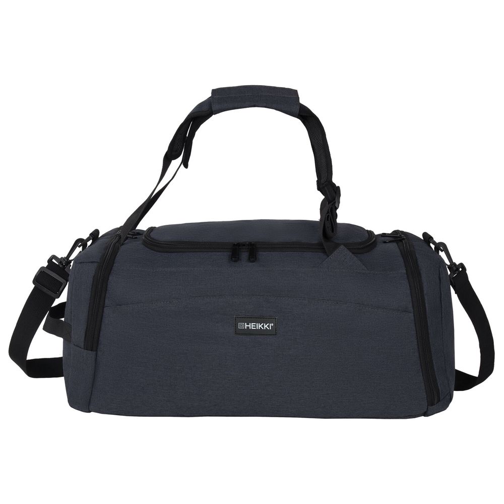 Сумка спортивная HEIKKI TRAVEL (ХЕЙКИ) с отделением для обуви, 7 карманов, темно-серая, 23х48х25 см
