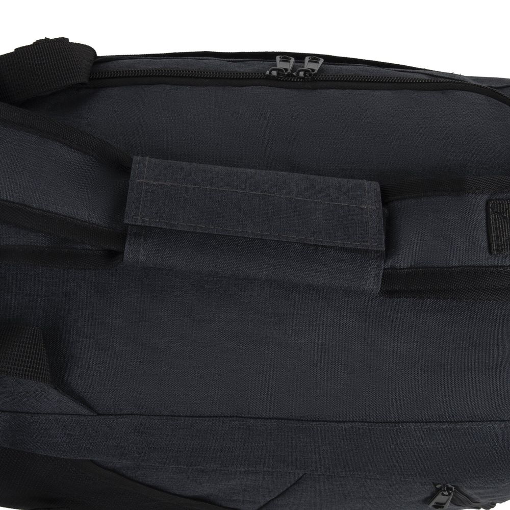 Сумка спортивная HEIKKI TRAVEL (ХЕЙКИ) с отделением для обуви, 7 карманов, темно-серая, 23х48х25 см