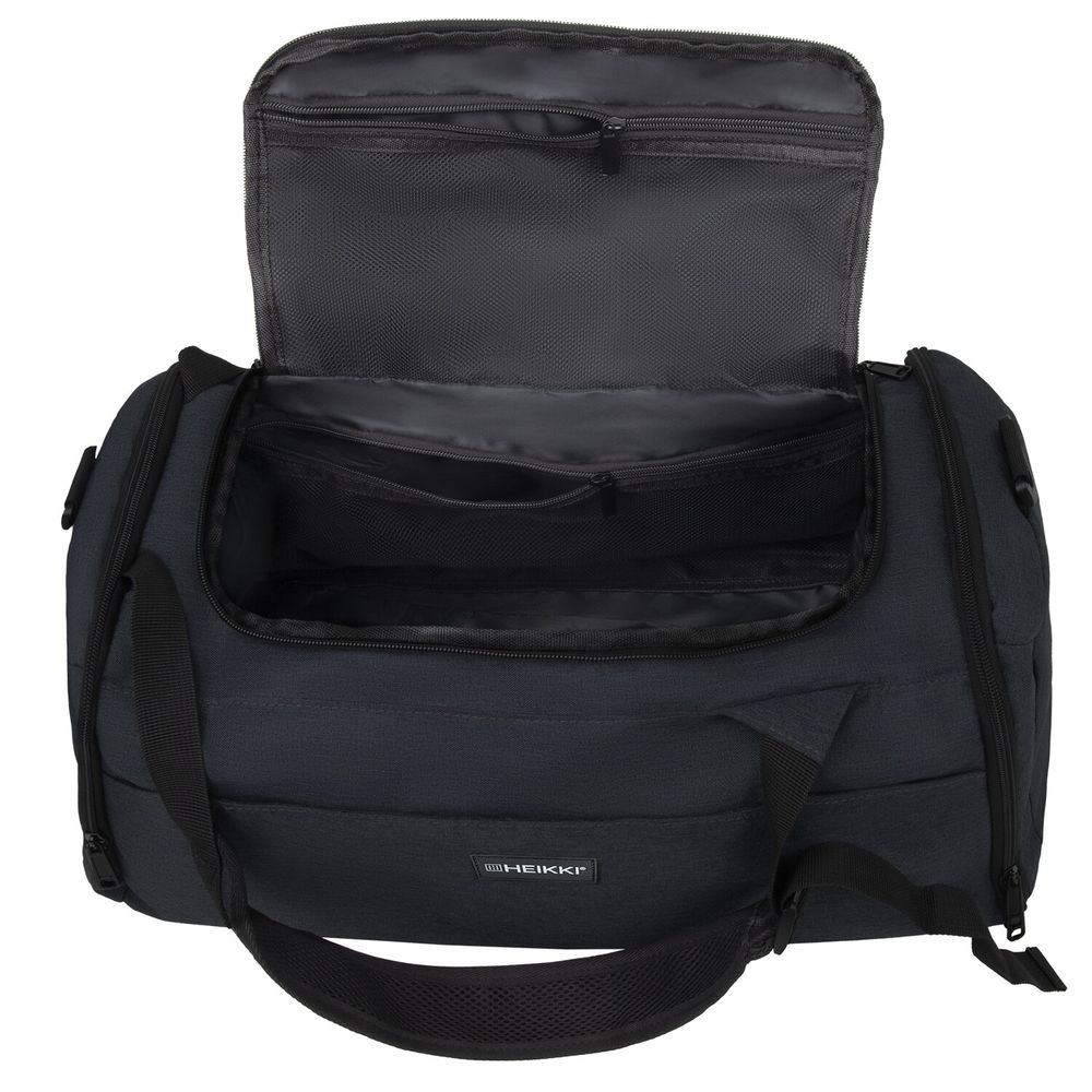 Сумка спортивная HEIKKI TRAVEL (ХЕЙКИ) с отделением для обуви, 7 карманов, темно-серая, 23х48х25 см