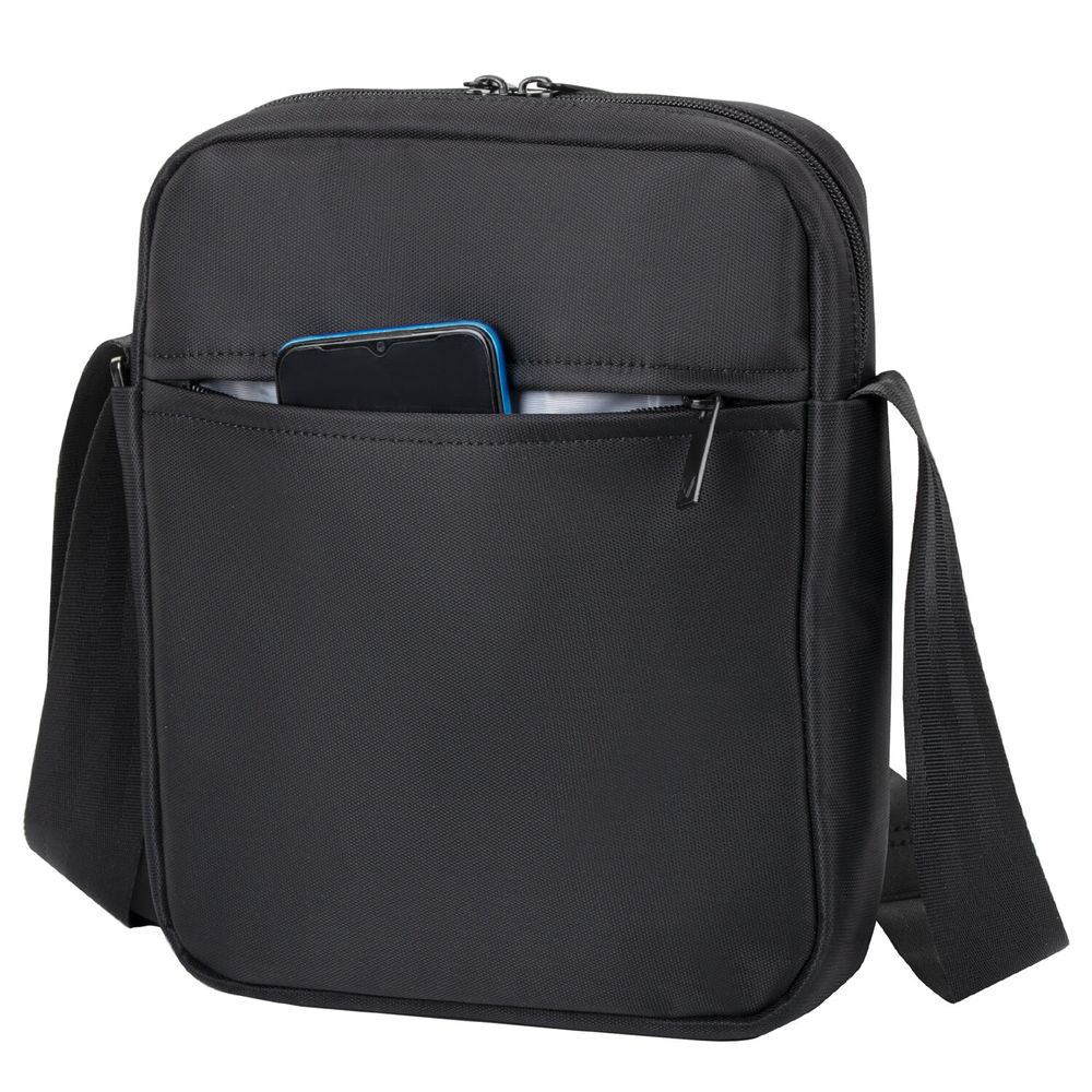 Сумка на плечо BRAUBERG COMPACT с отделением для планшета 9,7'', 2 кармана, черная, 26,5x22x5,5 см