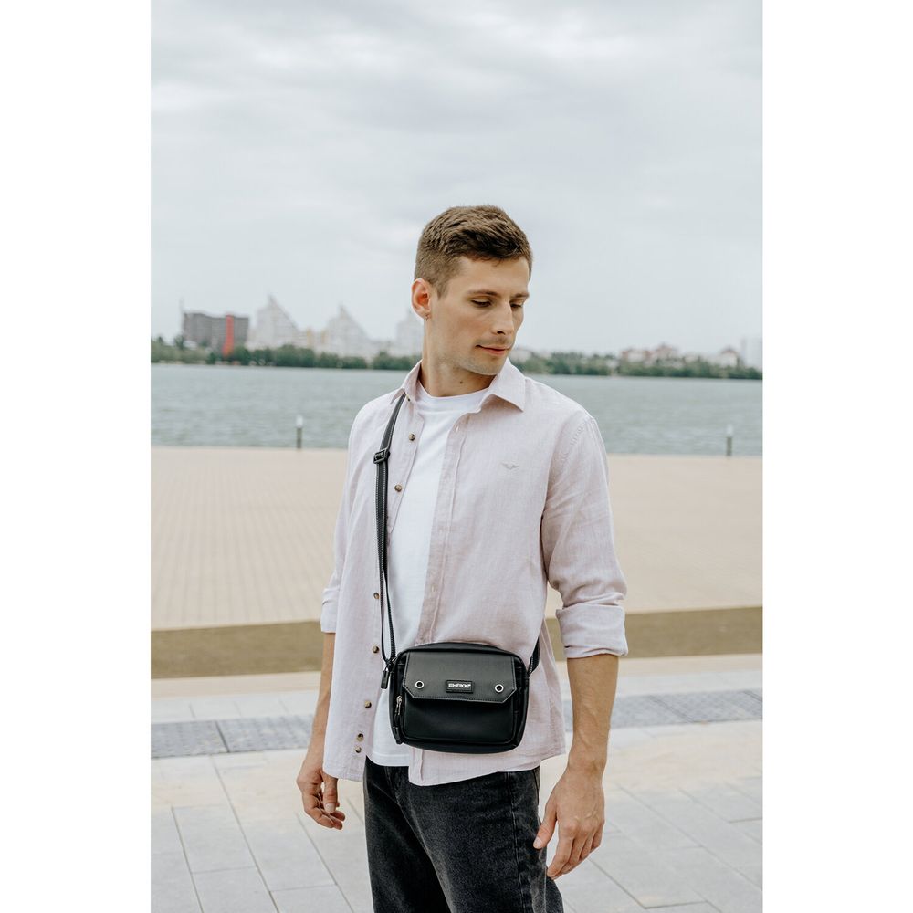 Сумка на плечо HEIKKI WALLET (ХЕЙКИ) два отделения, органайзер, черная, 15х20х5 см