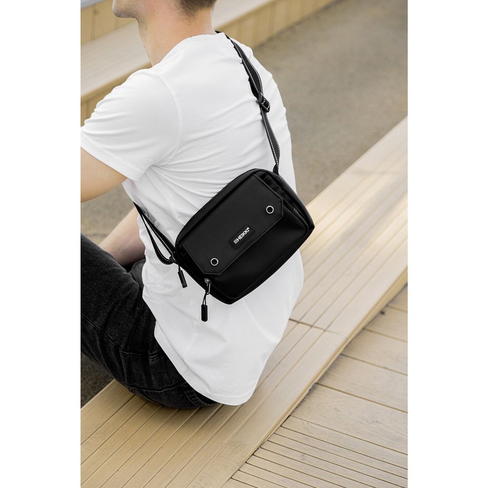 Сумка на плечо HEIKKI WALLET (ХЕЙКИ) два отделения, органайзер, черная, 15х20х5 см