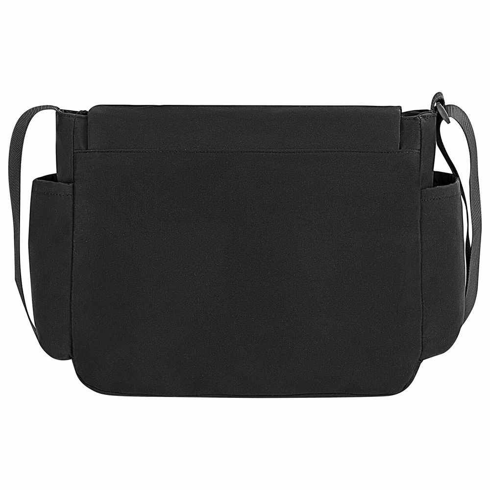 Сумка на плечо большая HEIKKI STREAM (ХЕЙКИ) два отделения, боковые карманы, А4, черная, 26х32х11 см